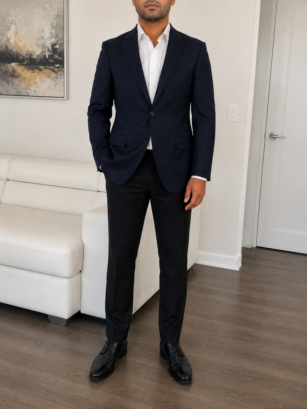 CANALI Men’s EU 48 Luxury 100% Pure New Wool Blazer Made in Italy Navy